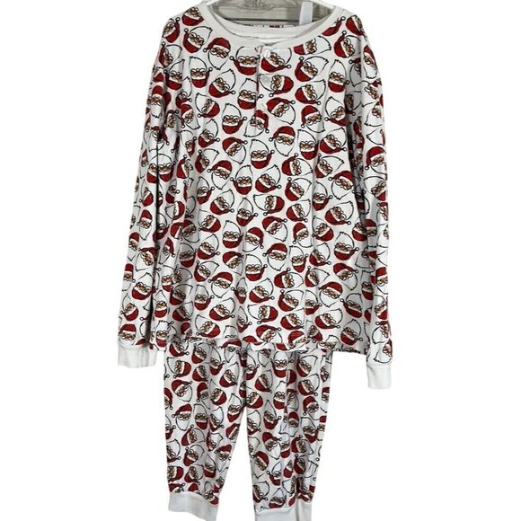 Sammy Nat Pajama Set Kid S White Crew Red Santa Christmas Festive Holiday Pima - Picture 1 of 11